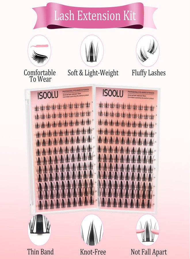 ISOOLU Fairy Lash Clusters Manga Individual Lashes C Curl Wispy Eyelash Clusters WideSpan Eyelash Extension Kit with Lash Bond and Seal Wet-Look Spiky Cluster Lashes (Fairy Kit) - Image 2